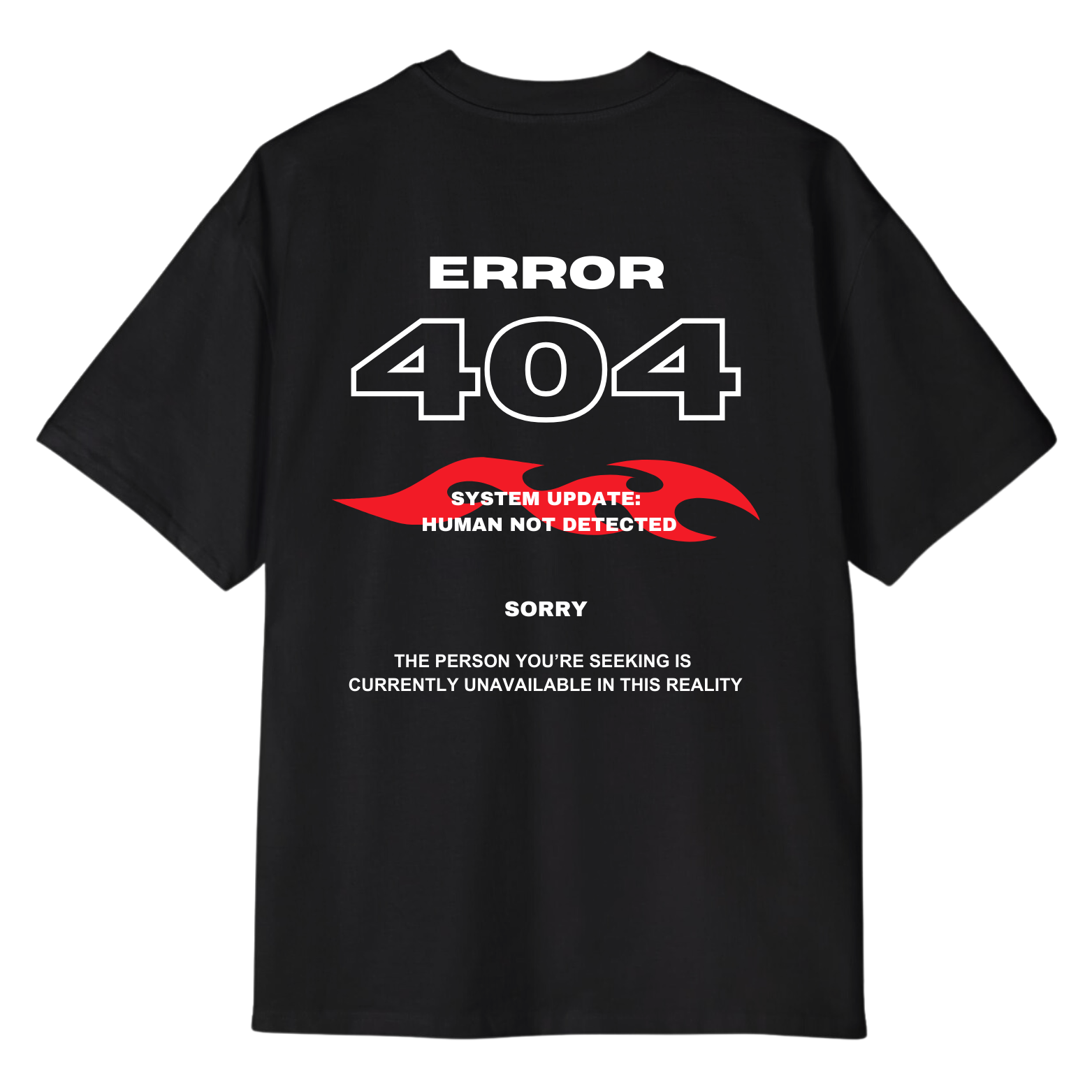 404 printed oversized t shirt for men and women back side