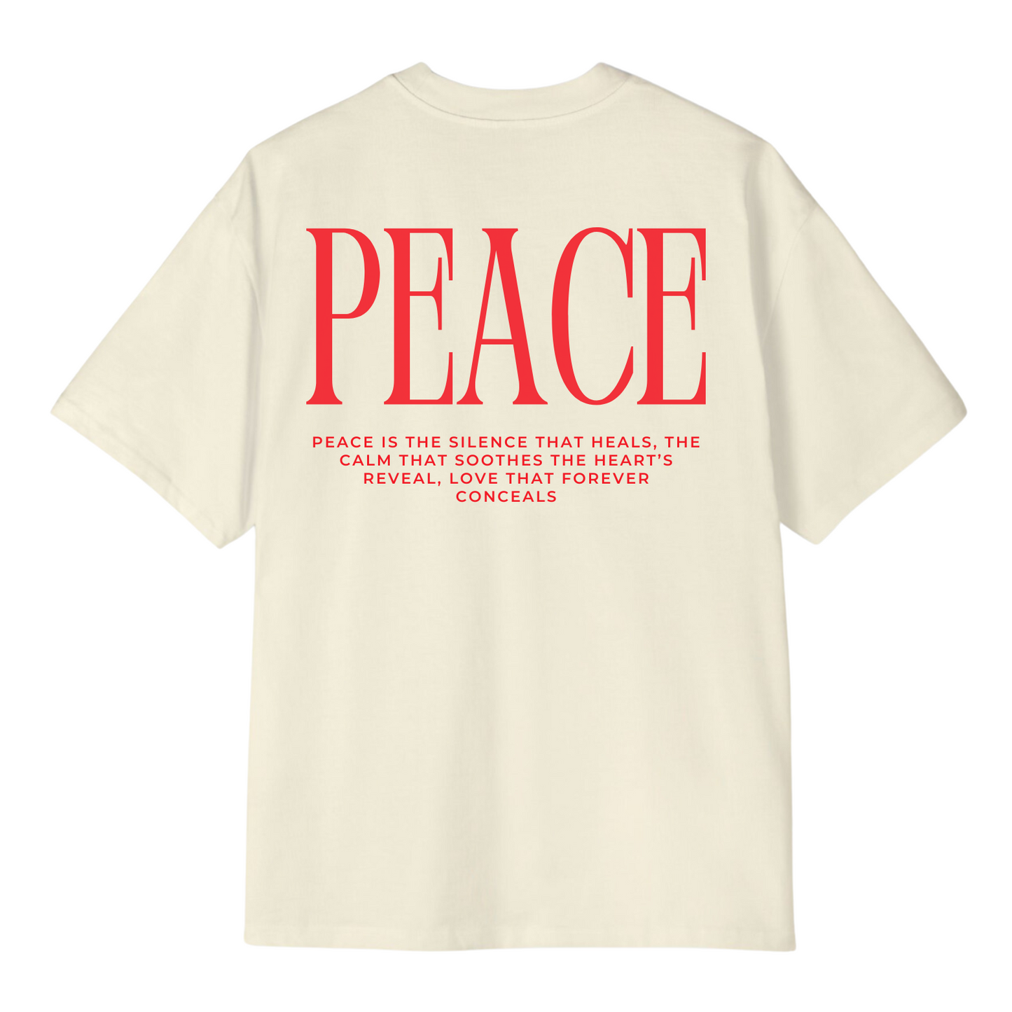 aesthetic peace printed oversized t shirt, off white colour