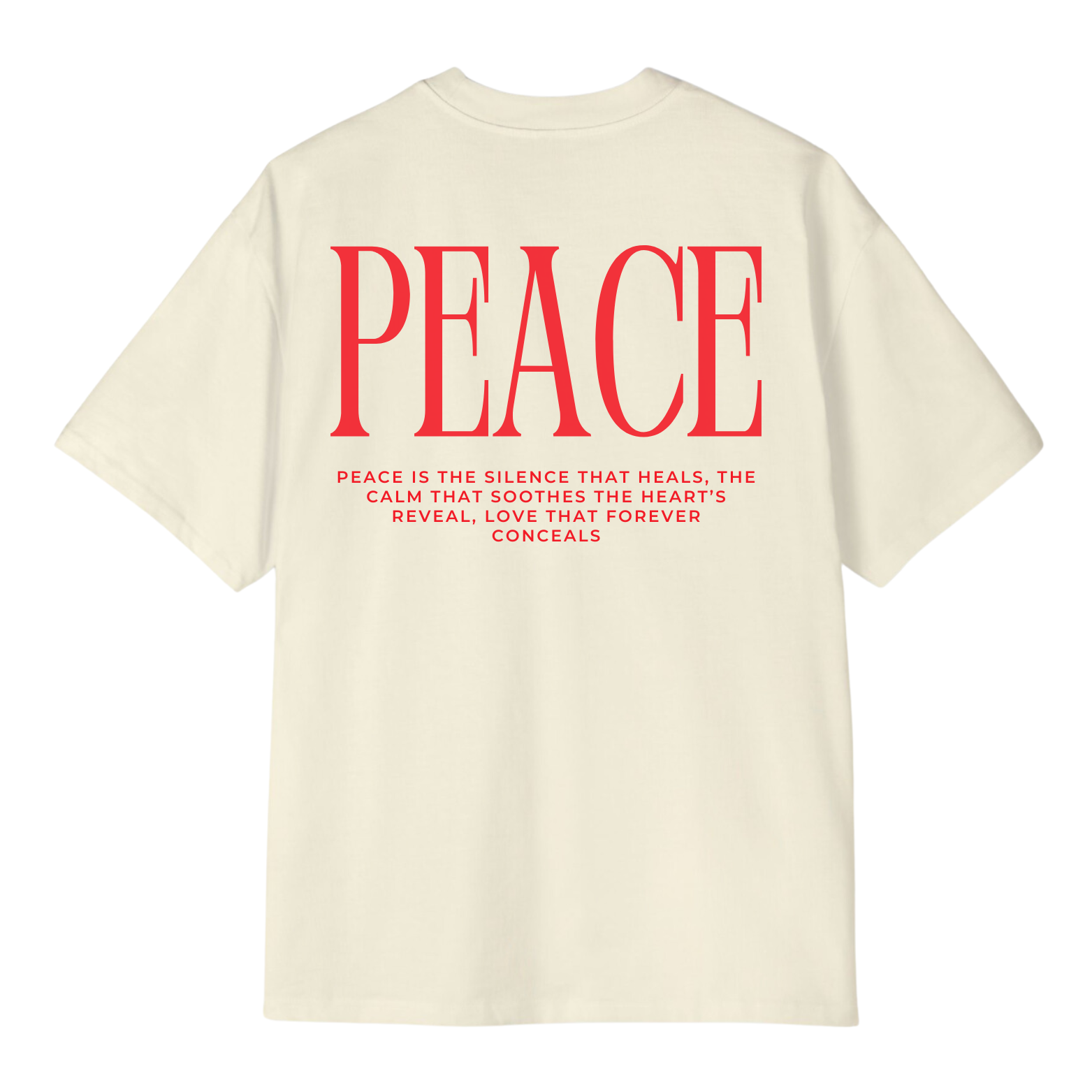 aesthetic peace printed oversized t shirt, off white colour